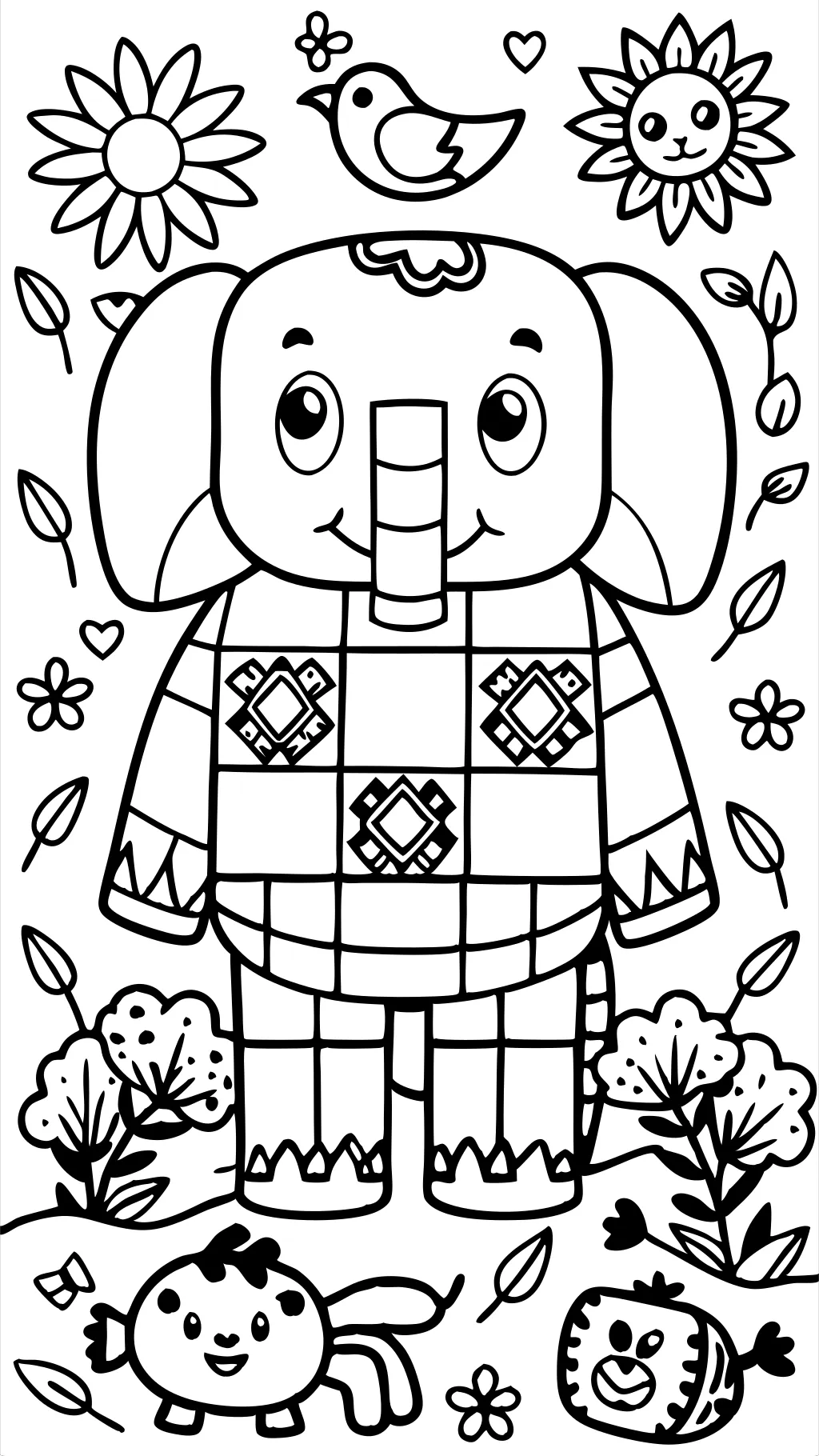 Página para colorear de elefante Elmer